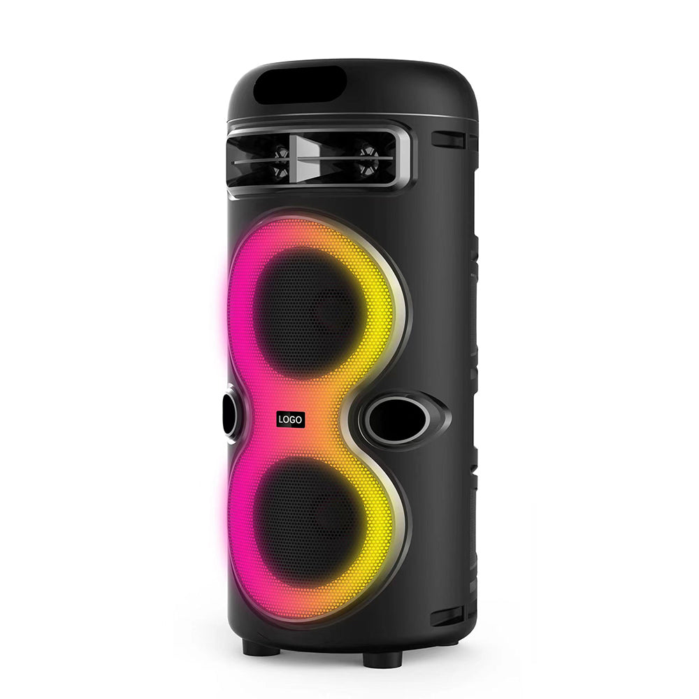 Zore GD-2402 Dijital LED Göstergeli FM Radyolu Mikrofonlu RGB TWS Çift 4 inç Stereo Bass Kablosuz Karaoke Hoparlör Siyah
