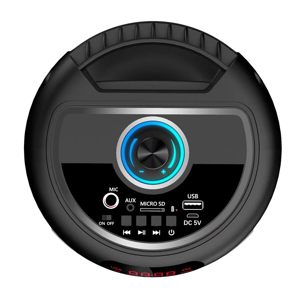 Zore GD-2402 Dijital LED Göstergeli FM Radyolu Mikrofonlu RGB TWS Çift 4 inç Stereo Bass Kablosuz Karaoke Hoparlör Siyah