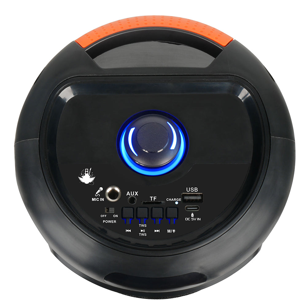 Zore GD-2402 Dijital LED Göstergeli FM Radyolu Mikrofonlu RGB TWS Çift 4 inç Stereo Bass Kablosuz Karaoke Hoparlör Siyah