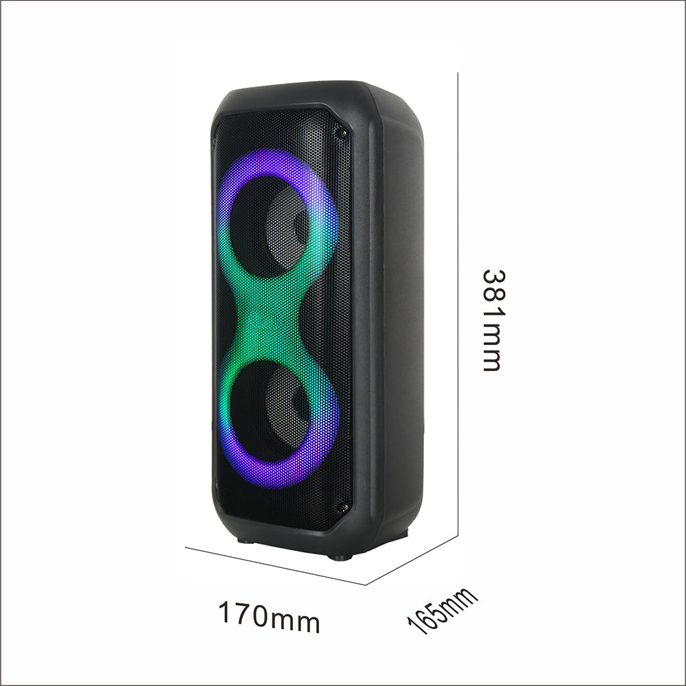 Zore GD-2413 FM Radyolu RGB TWS Çift 4 inç Stereo Bass Kablosuz Hoparlör Siyah