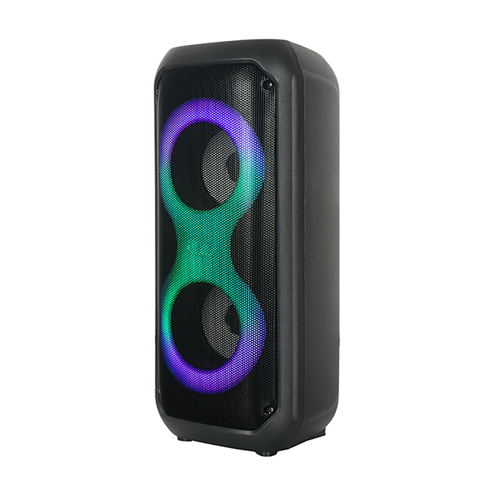 Zore GD-2413 FM Radyolu RGB TWS Çift 4 inç Stereo Bass Kablosuz Hoparlör Siyah
