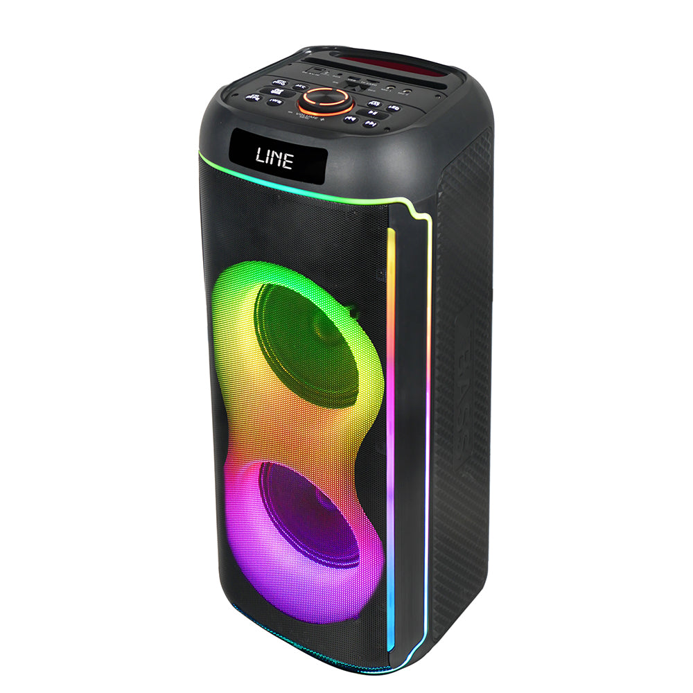 Zore GD-2606 Dijital LED Göstergeli FM Radyolu Mikrofonlu RGB TWS Çift 6.5 inç Stereo Bass Kablosuz Karaoke Hoparlör Siyah