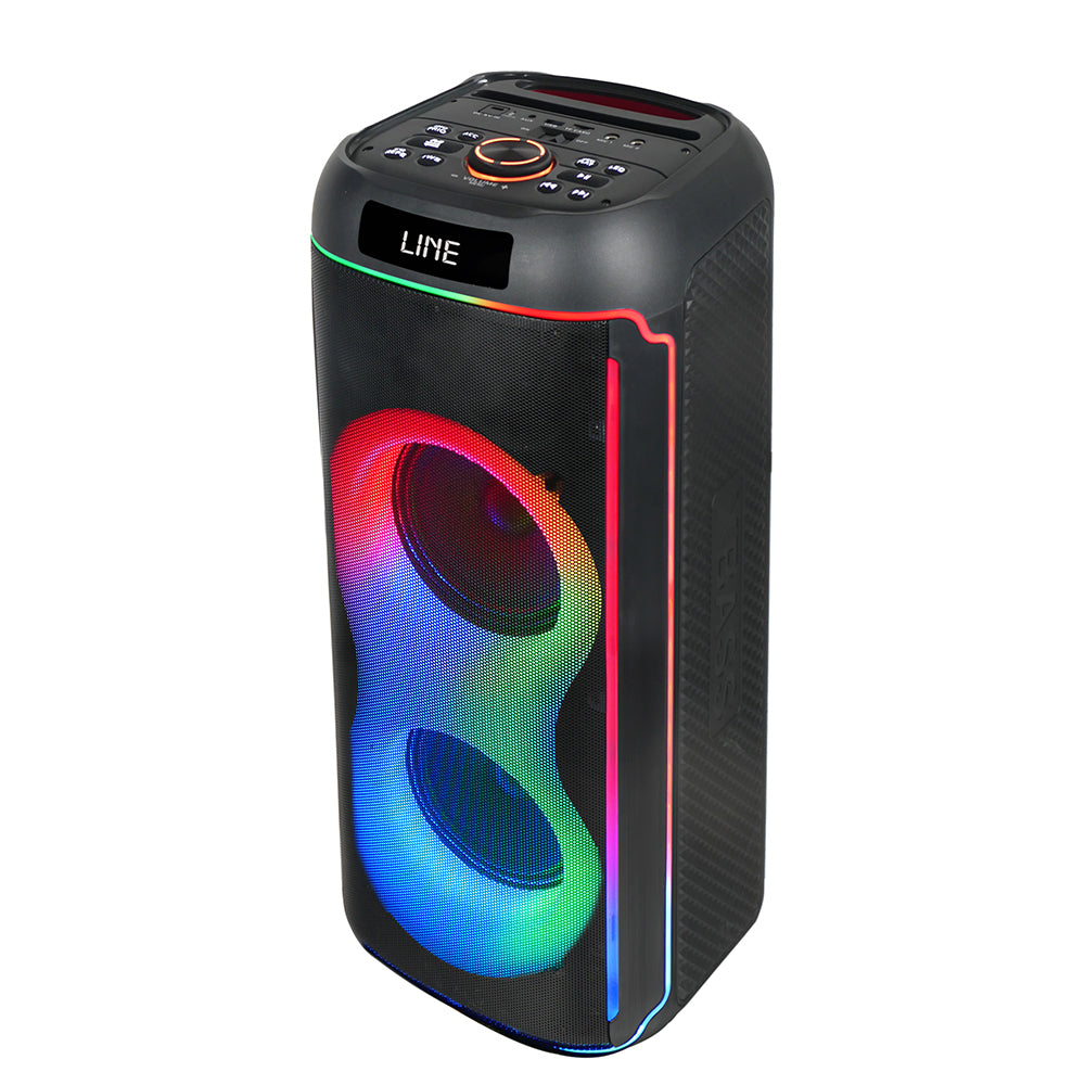 Zore GD-2606 Dijital LED Göstergeli FM Radyolu Mikrofonlu RGB TWS Çift 6.5 inç Stereo Bass Kablosuz Karaoke Hoparlör Siyah