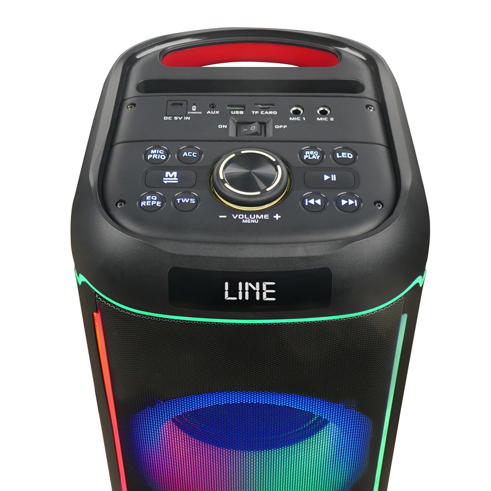 Zore GD-2606 Dijital LED Göstergeli FM Radyolu Mikrofonlu RGB TWS Çift 6.5 inç Stereo Bass Kablosuz Karaoke Hoparlör Siyah