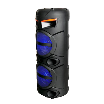 Zore GD-2809 Dijital LED Göstergeli FM Radyolu Mikrofonlu RGB TWS Çift 8 inç Stereo Bass Kablosuz Karaoke Hoparlör Siyah