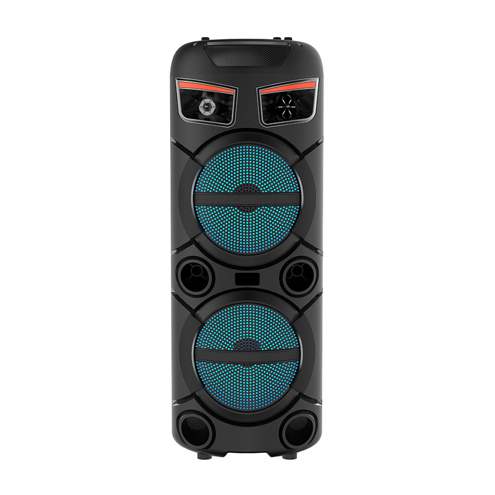Zore GD-2809 Dijital LED Göstergeli FM Radyolu Mikrofonlu RGB TWS Çift 8 inç Stereo Bass Kablosuz Karaoke Hoparlör Siyah