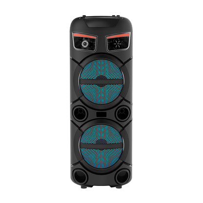 Zore GD-2809 Dijital LED Göstergeli FM Radyolu Mikrofonlu RGB TWS Çift 8 inç Stereo Bass Kablosuz Karaoke Hoparlör Siyah
