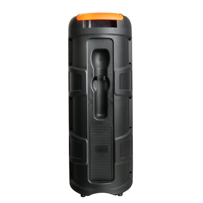 Zore GD-2809 Dijital LED Göstergeli FM Radyolu Mikrofonlu RGB TWS Çift 8 inç Stereo Bass Kablosuz Karaoke Hoparlör Siyah