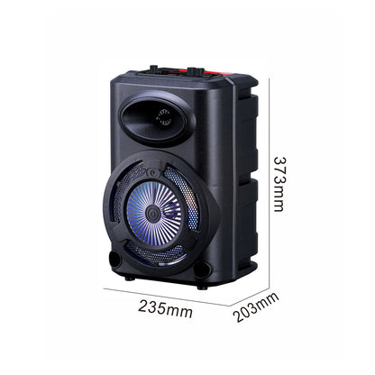 Zore GD-903 Dijital LED Göstergeli FM Radyolu Mikrofonlu RGB TWS 8 inç Stereo Bass Kablosuz Karaoke Hoparlör Siyah