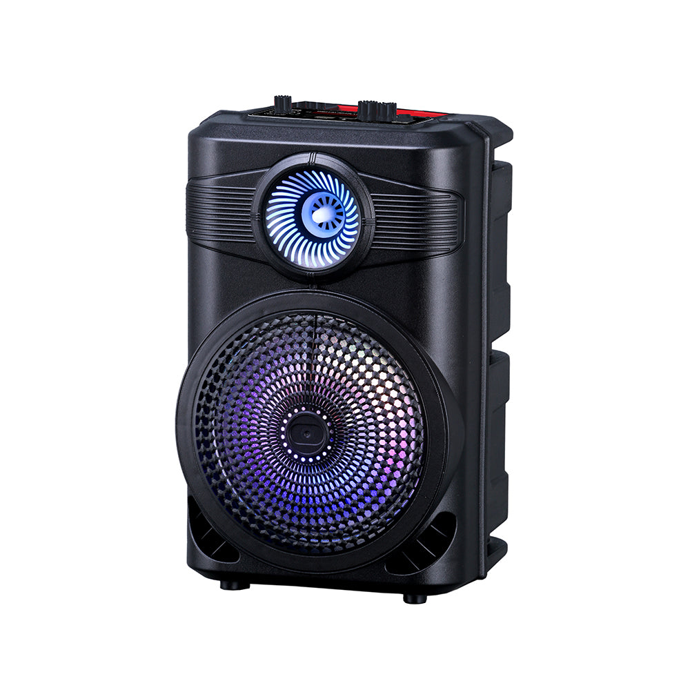 Zore GD-904 Dijital LED Göstergeli FM Radyolu Mikrofonlu RGB TWS 8 inç Stereo Bass Kablosuz Karaoke Hoparlör Siyah