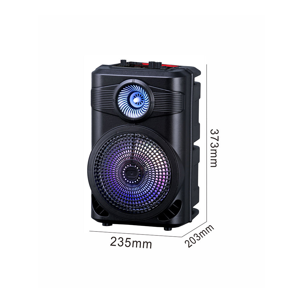 Zore GD-904 Dijital LED Göstergeli FM Radyolu Mikrofonlu RGB TWS 8 inç Stereo Bass Kablosuz Karaoke Hoparlör Siyah