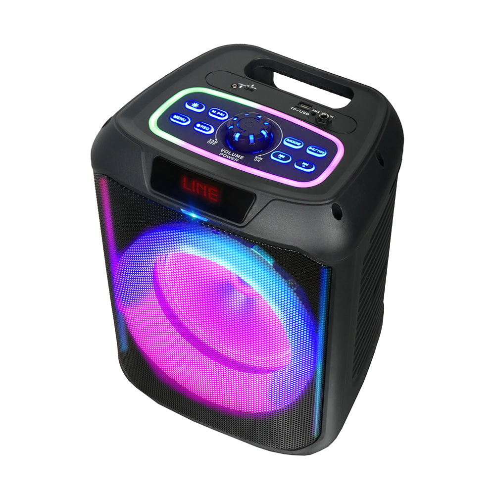 Zore GD-907 Dijital LED Göstergeli FM Radyolu Mikrofonlu RGB TWS 8 inç Stereo Bass Kablosuz Karaoke Hoparlör Siyah
