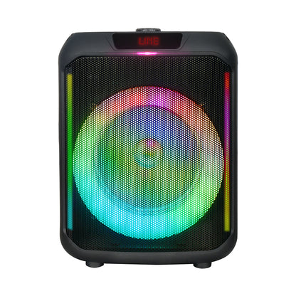 Zore GD-907 Dijital LED Göstergeli FM Radyolu Mikrofonlu RGB TWS 8 inç Stereo Bass Kablosuz Karaoke Hoparlör Siyah