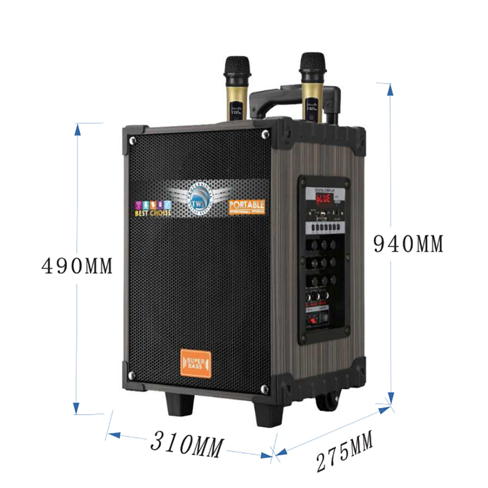 Zore LT-910 Dijital LED Göstergeli FM Radyolu Mikrofonlu Gitar Girişli TWS 10 inç Stereo Bass Kablosuz Karaoke Hoparlör Siyah