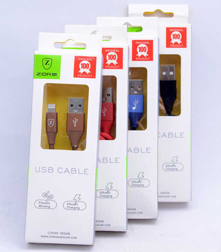 Zore Metal Uçlu Lightning Usb Kablo Kahverengi