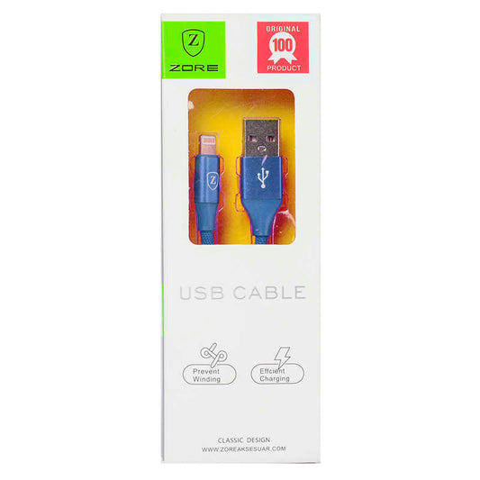 Zore Metal Uçlu Lightning Usb Kablo Mavi