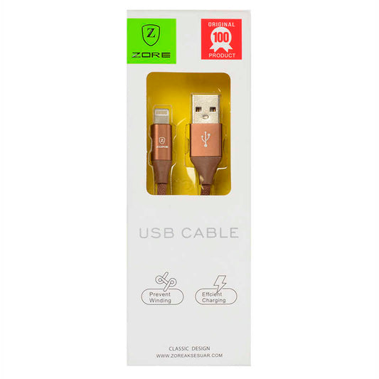 Zore Metal Uçlu Lightning Usb Kablo Kahverengi