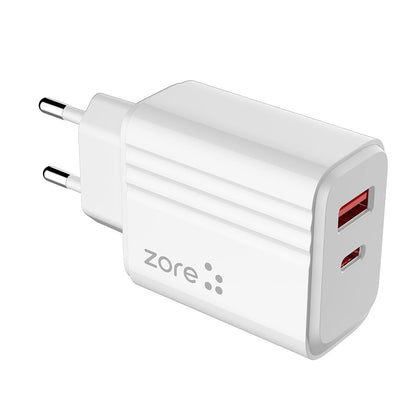 Zore Play Serisi PL05 Lightning 2in1 Seyahat Şarj Aleti 20W Beyaz