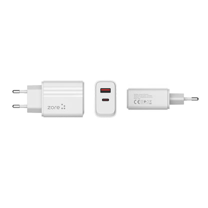 Zore Play Serisi PL05 Lightning 2in1 Seyahat Şarj Aleti 20W Beyaz