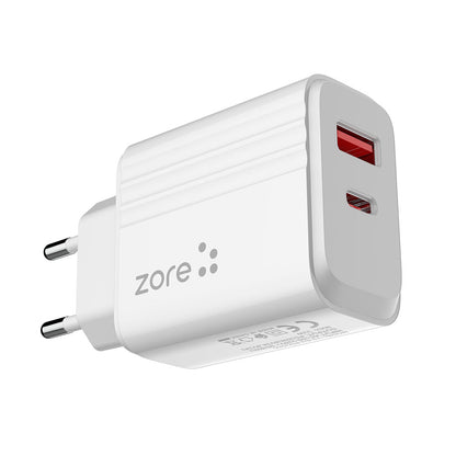 Zore Play Serisi PL05 Lightning 2in1 Seyahat Şarj Aleti 20W Beyaz