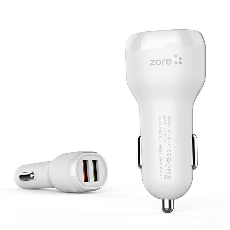 Zore Puma Serisi 2 in 1 Type-C Araç Şarj Aleti Beyaz