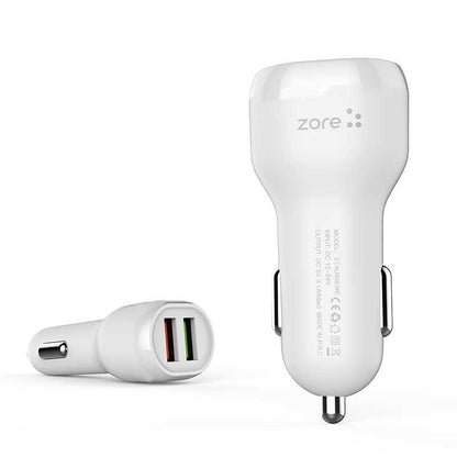 Zore Puma Serisi 2 in 1 Type-C Araç Şarj Aleti Beyaz