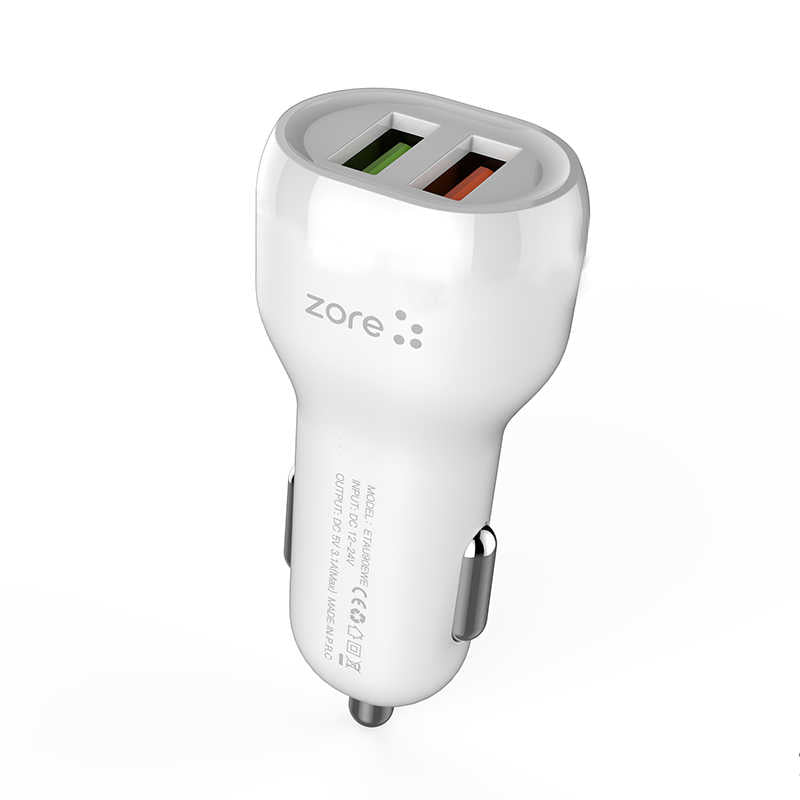 Zore Puma Serisi 2 in 1 Type-C Araç Şarj Aleti Beyaz