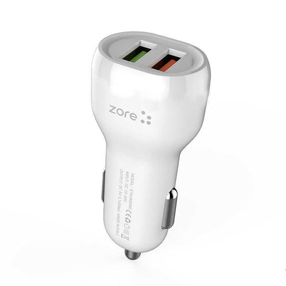 Zore Puma Serisi 2 in 1 Type-C Araç Şarj Aleti Beyaz