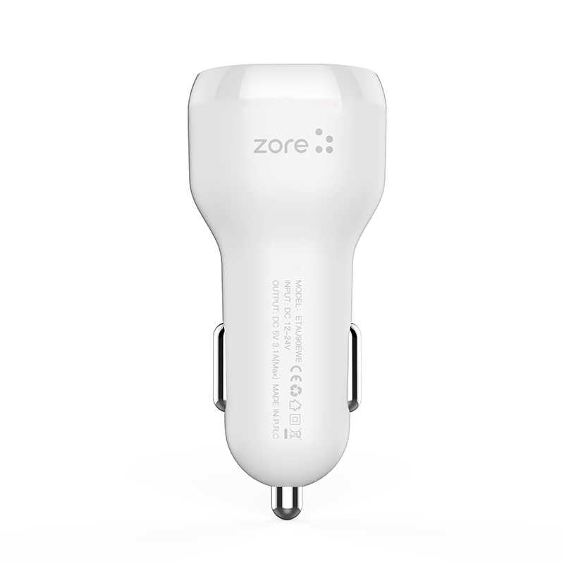 Zore Puma Serisi 2 in 1 Type-C Araç Şarj Aleti Beyaz