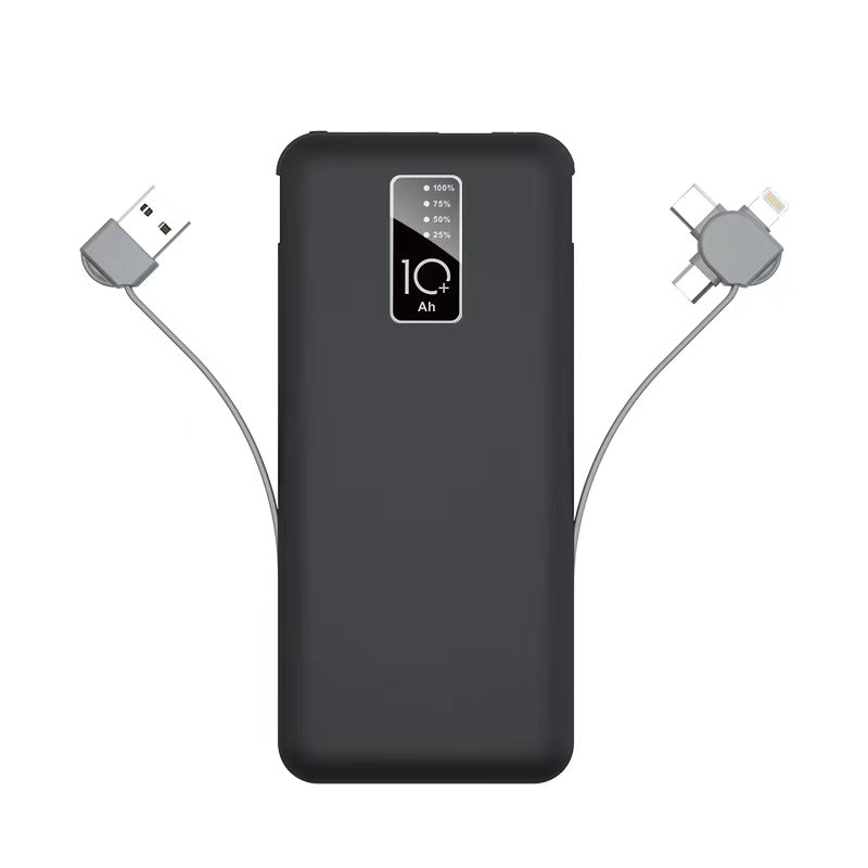 Zore PW-05 Hızlı Şarj Led Göstergeli Micro Lightning Type-C Kablolu Taşınabilir Powerbank 10000mAh Siyah