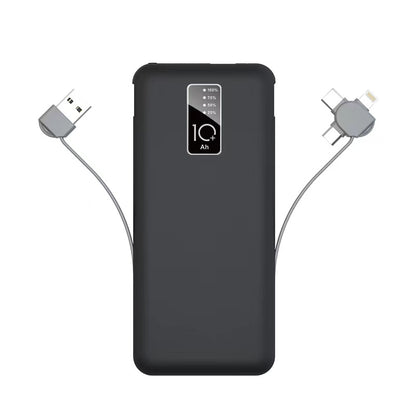 Zore PW-05 Hızlı Şarj Led Göstergeli Micro Lightning Type-C Kablolu Taşınabilir Powerbank 10000mAh Siyah