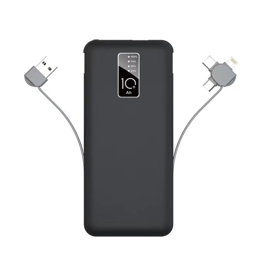 Zore PW-05 Hızlı Şarj Led Göstergeli Micro Lightning Type-C Kablolu Taşınabilir Powerbank 10000mAh Siyah