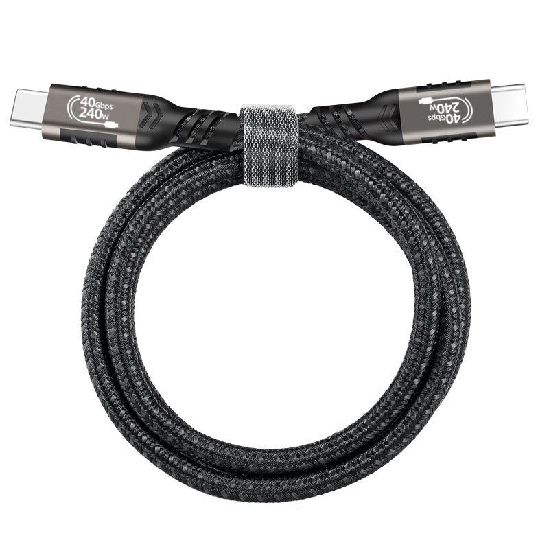 Zore QG01 Type-C to Type-C USB4 PD Data Kablosu 240W 40Gbps 8K@60Hz 0.2 Metre Siyah