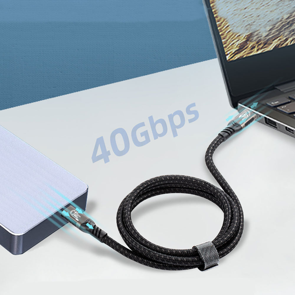 Zore QG01 Type-C to Type-C USB4 PD Data Kablosu 240W 40Gbps 8K@60Hz 0.2 Metre Siyah