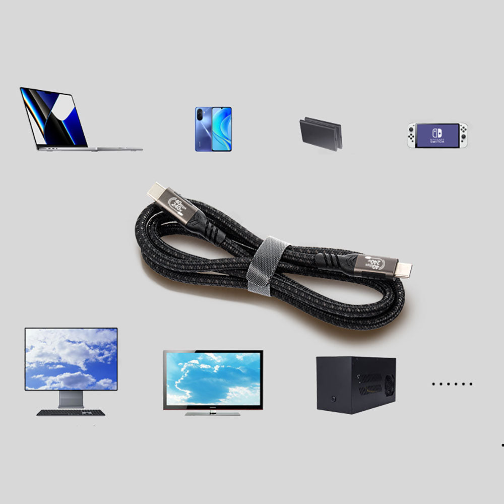 Zore QG01 Type-C to Type-C USB4 PD Data Kablosu 240W 40Gbps 8K@60Hz 0.2 Metre Siyah