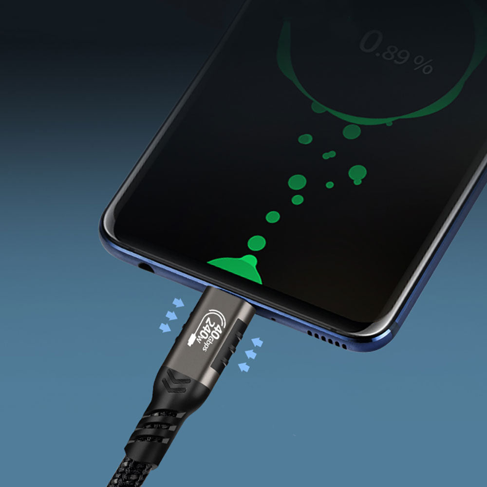 Zore QG01 Type-C to Type-C USB4 PD Data Kablosu 240W 40Gbps 8K@60Hz 0.5 Metre Siyah