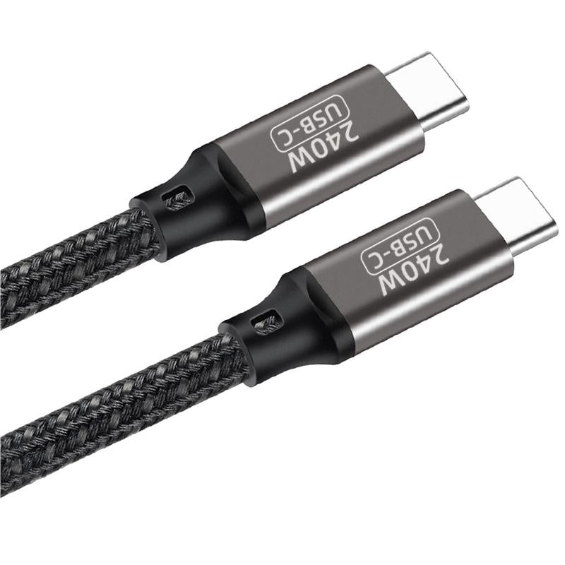 Zore QG02 Type-C to Type-C PD3.1 Data Kablosu 240W 480Mbps 0.5 Metre Siyah