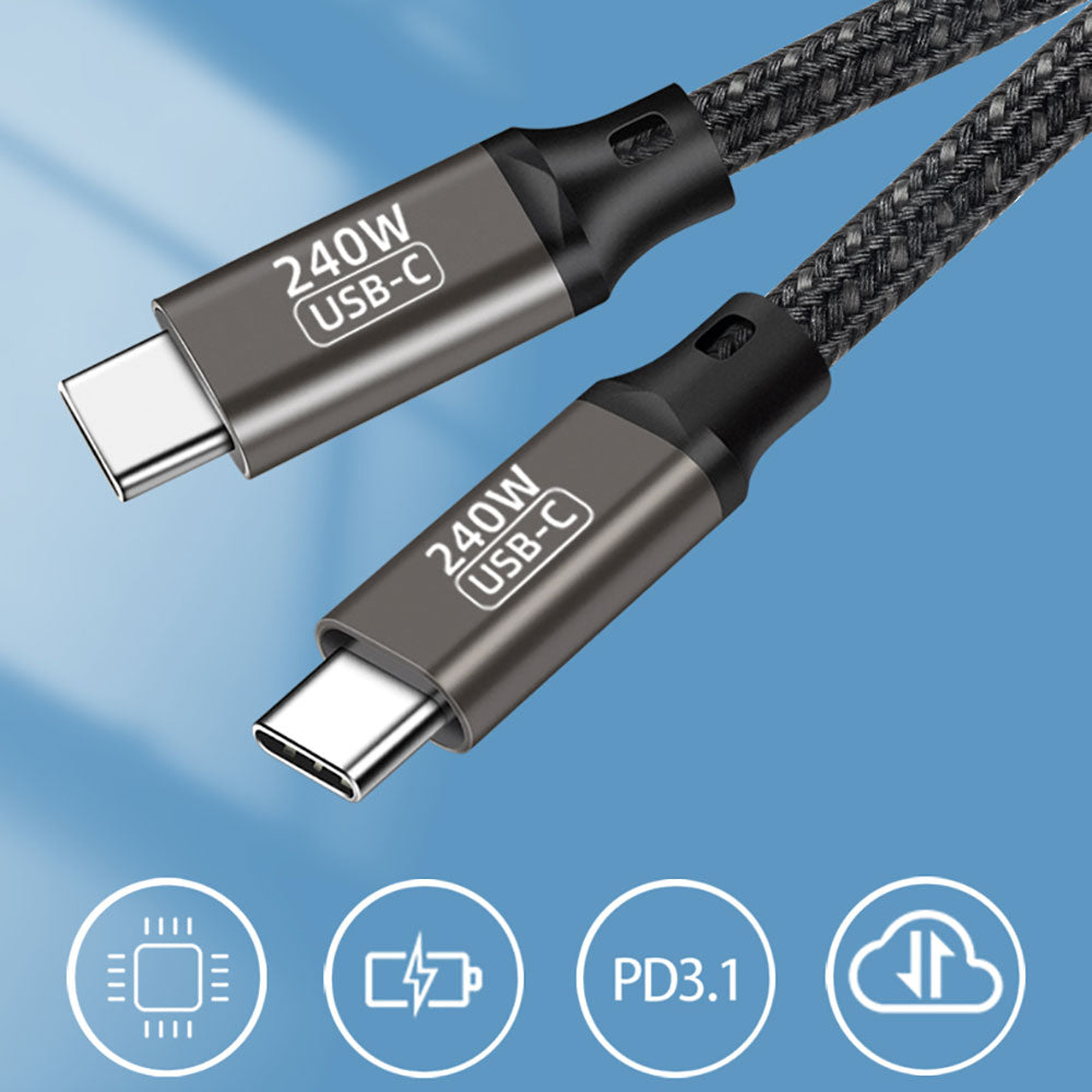 Zore QG02 Type-C to Type-C PD3.1 Data Kablosu 240W 480Mbps 0.5 Metre Siyah