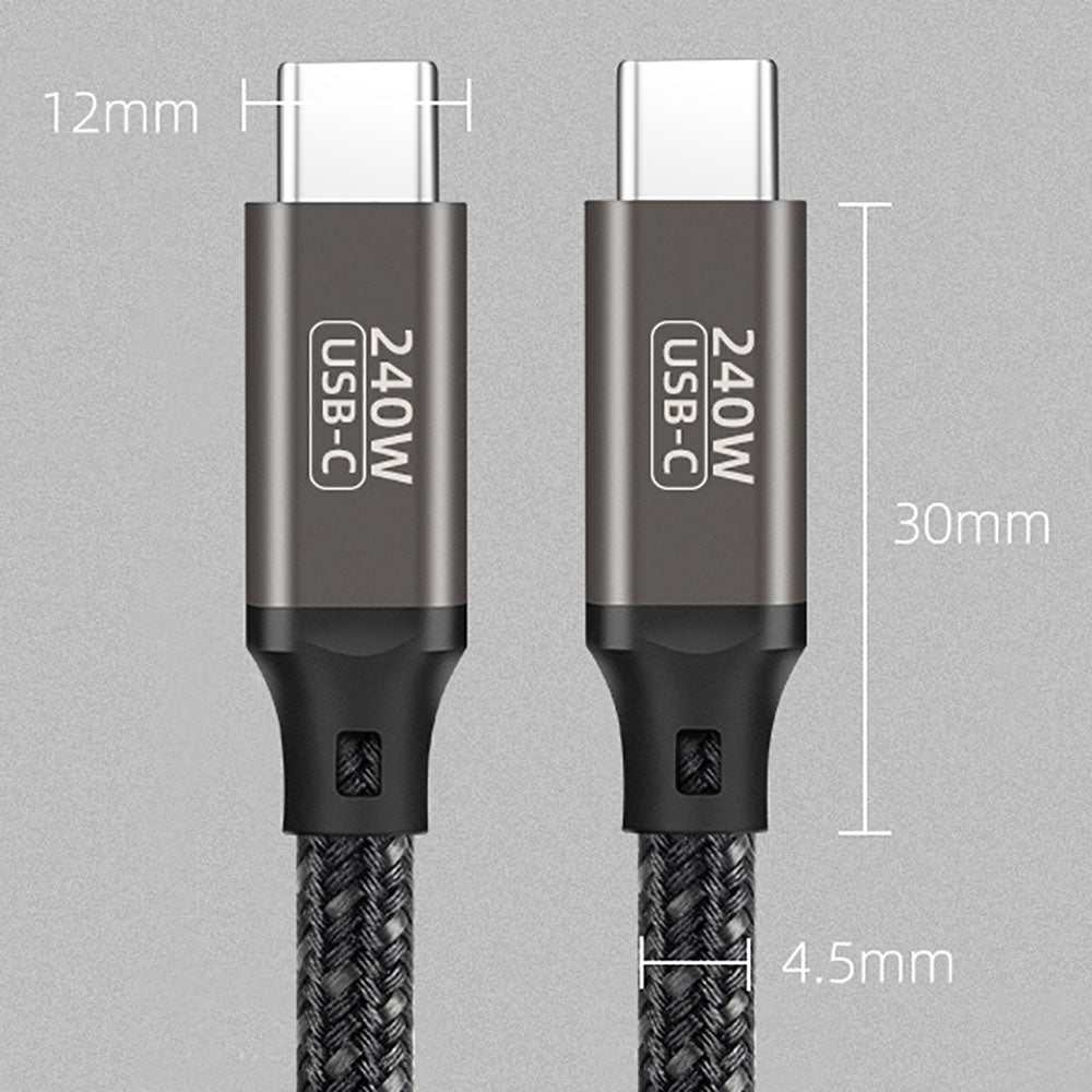 Zore QG02 Type-C to Type-C PD3.1 Data Kablosu 240W 480Mbps 0.5 Metre Siyah