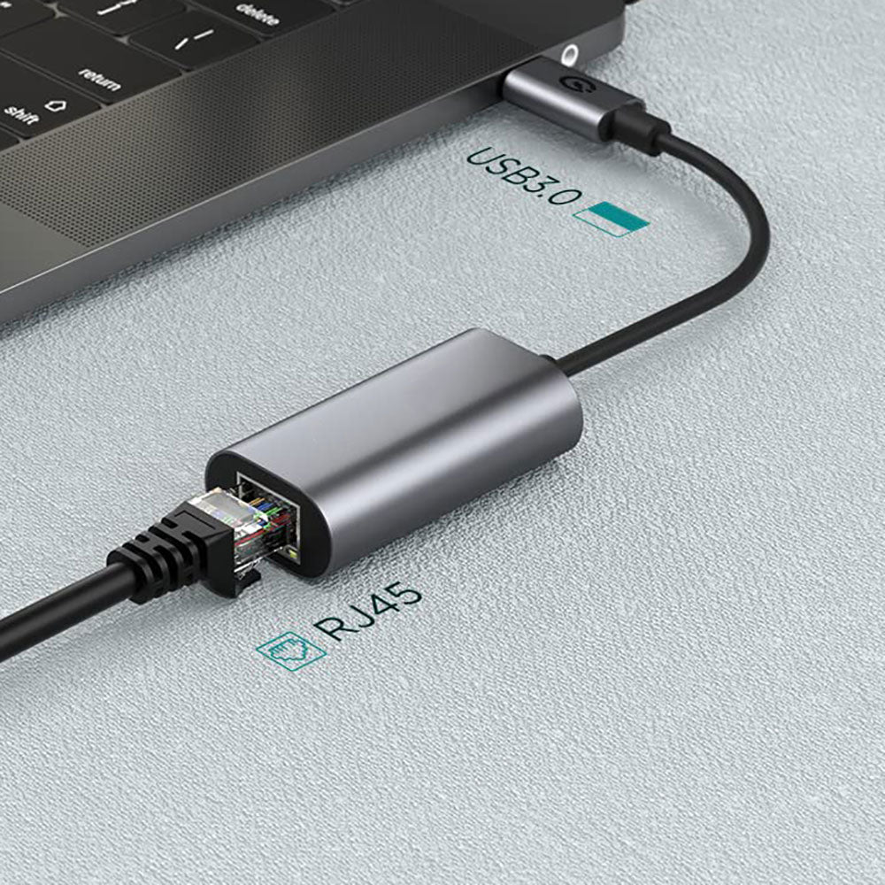 Zore QG03 USB-A to RJ45 USB3.0 Ethernet Dönüştürücü Kablo 1000Mbps 22cm Siyah