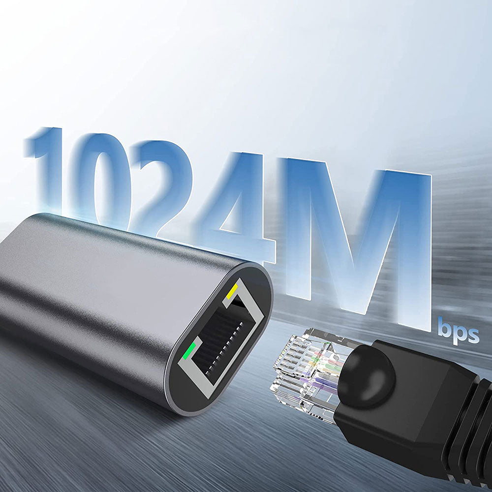 Zore QG04 Type-C to RJ45 Ethernet Dönüştürücü Kablo 1024Mbps 22cm Siyah
