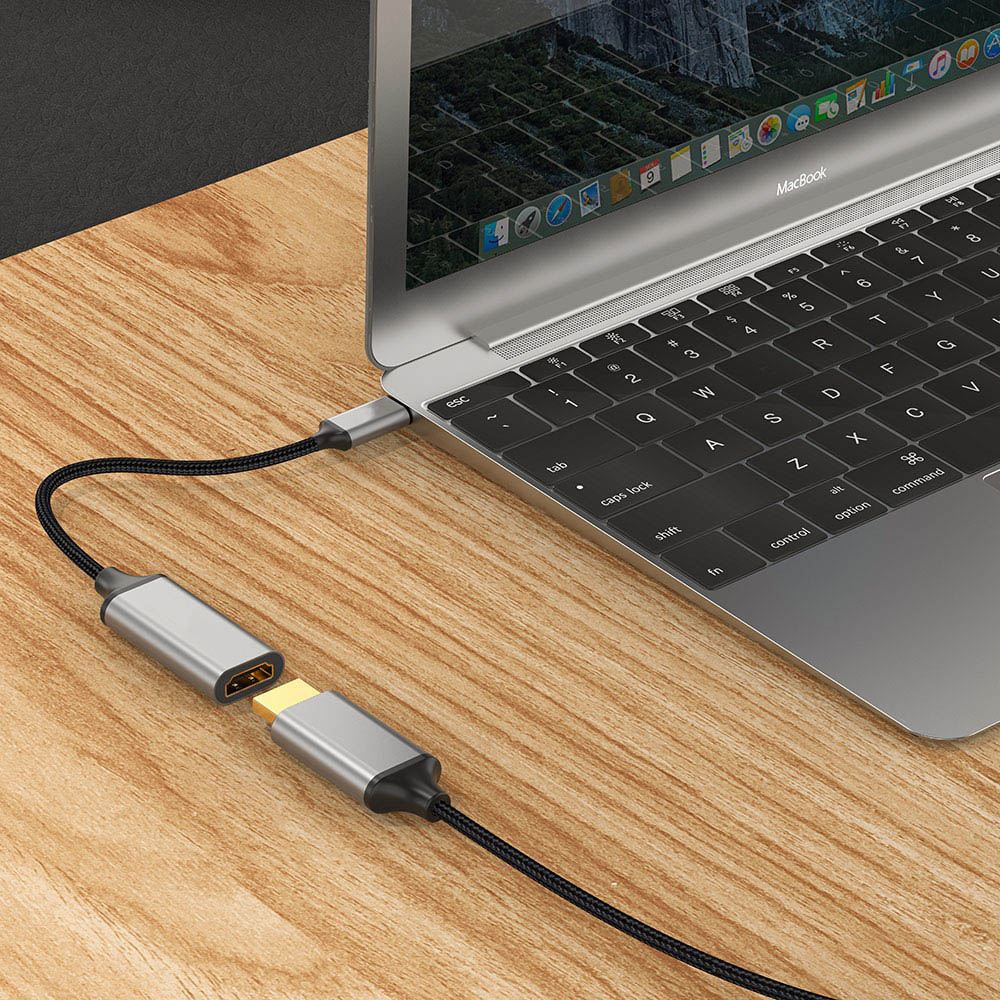 Zore QG05 8K 60 Hz Görüntü Kalitesi Type-C to HDMI Dönüştürücü 15cm Gümüş