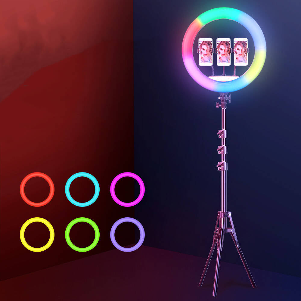 Zore RGB Light 56cm Işıklı Telefon Tutucu Ring Light Siyah