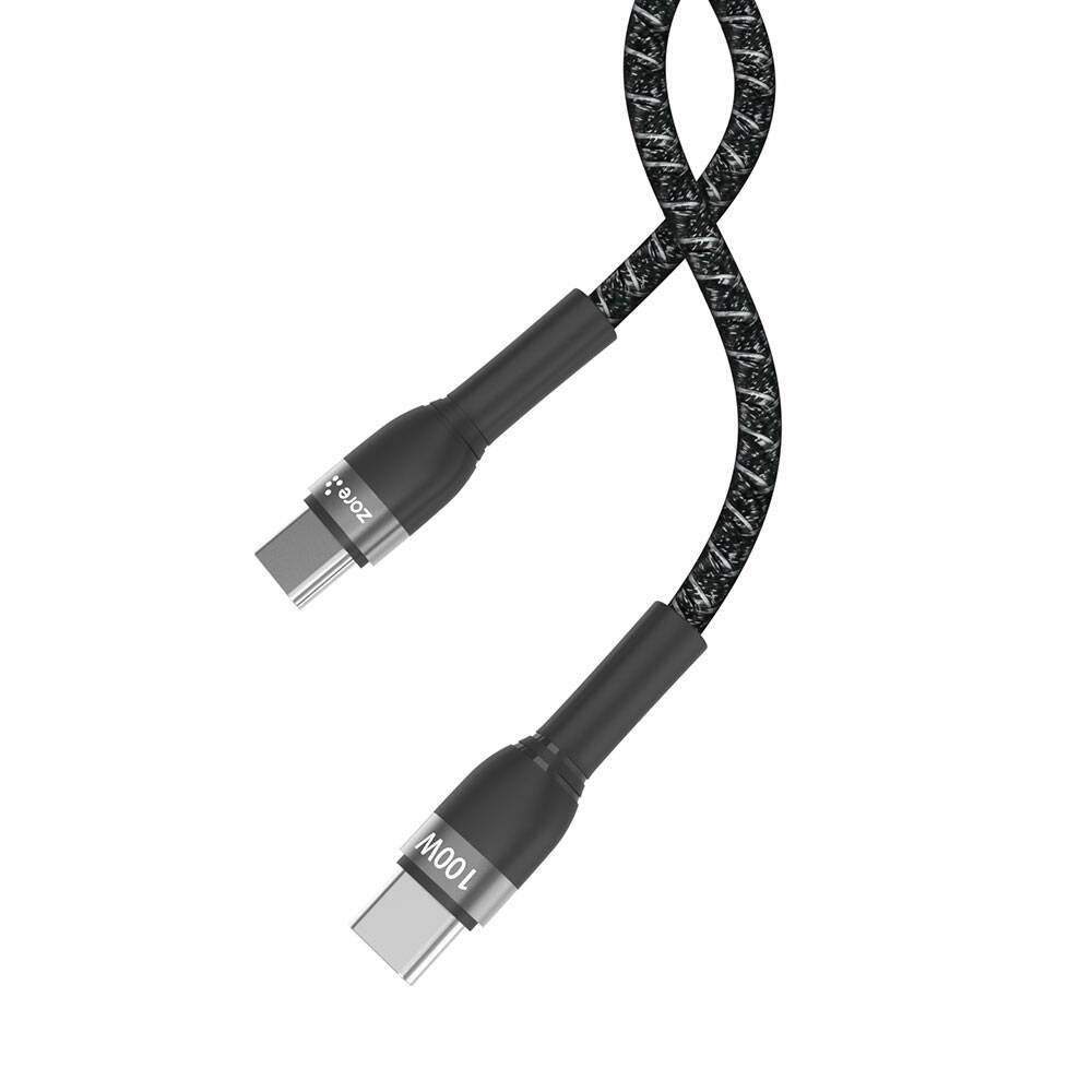 Zore Shira Serisi Type-C to Type-C PD Kablo 50cm 100W Siyah
