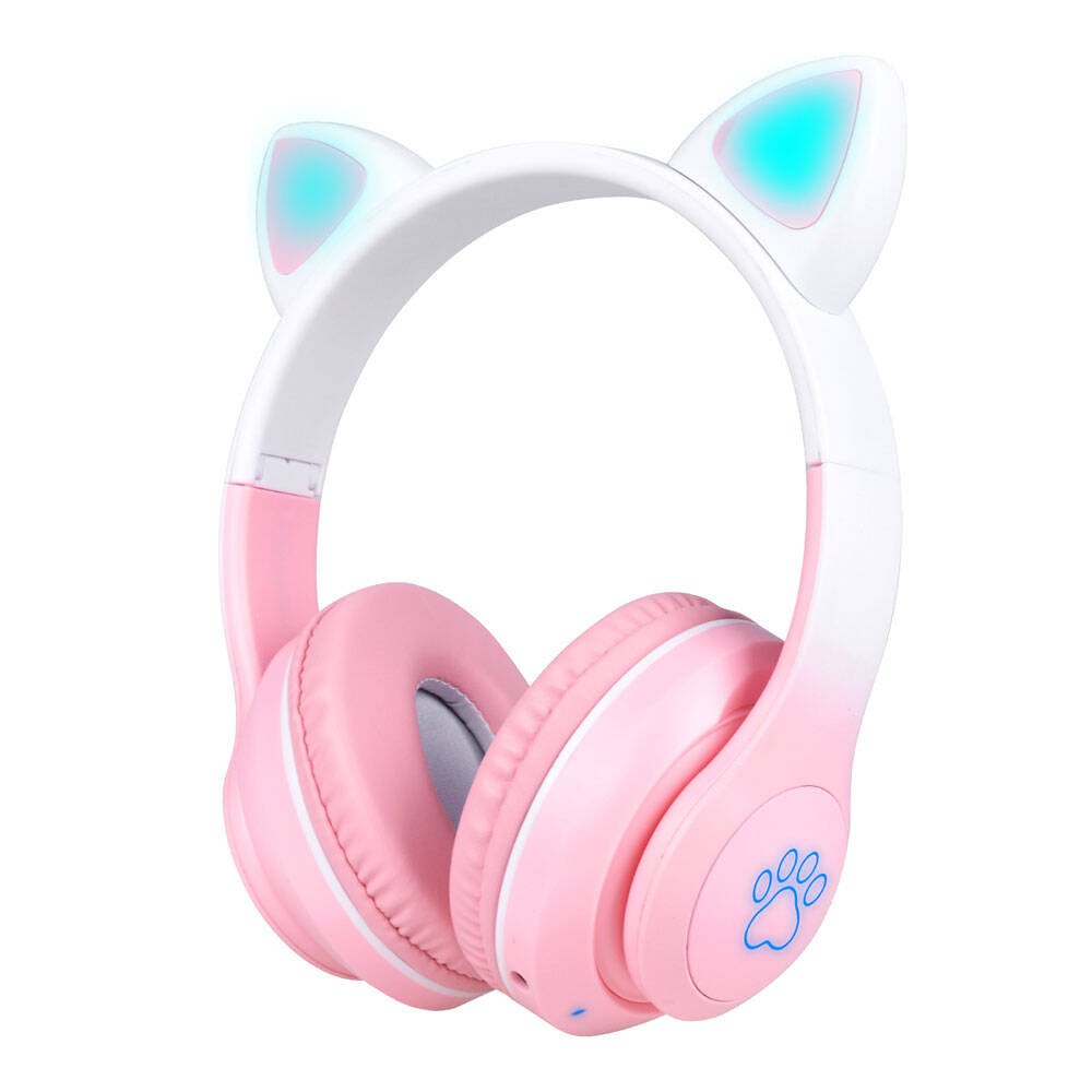 Zore STN-28 Pro Kedi Kulaklı Tasarımlı RGB Işıklı Bluetooth Kulaklık Mor