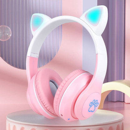 Zore STN-28 Pro Kedi Kulaklı Tasarımlı RGB Işıklı Bluetooth Kulaklık Mavi