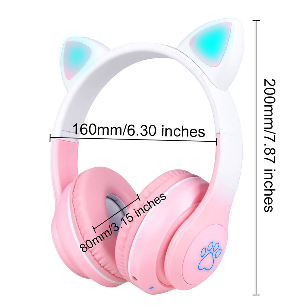 Zore STN-28 Pro Kedi Kulaklı Tasarımlı RGB Işıklı Bluetooth Kulaklık Yeşil