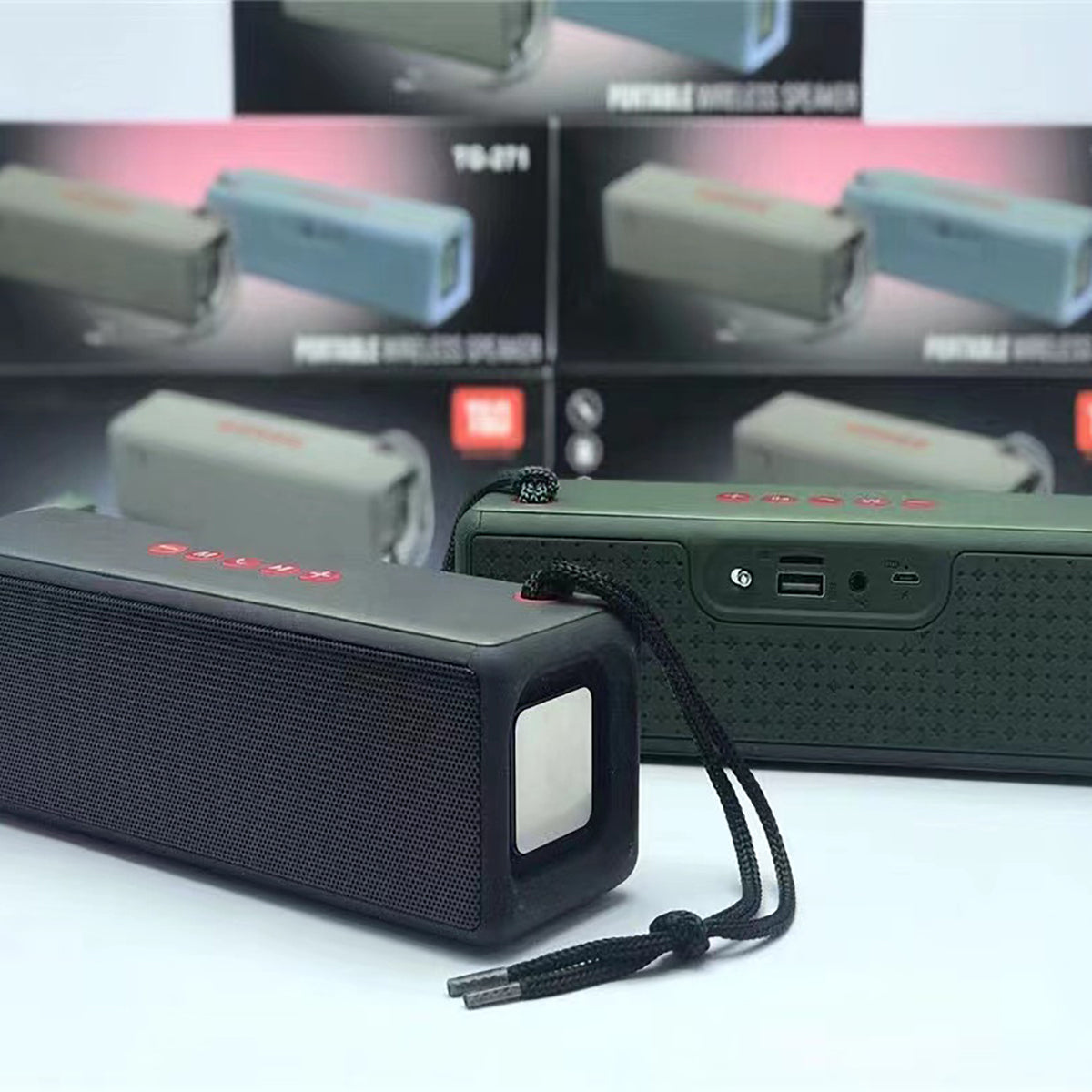 Zore TG271 İp Aksesuarlı FM Radyo Özellikli AUX USB Kart Okuyucu Portlu Bluetooth Hoparlör Speaker Siyah