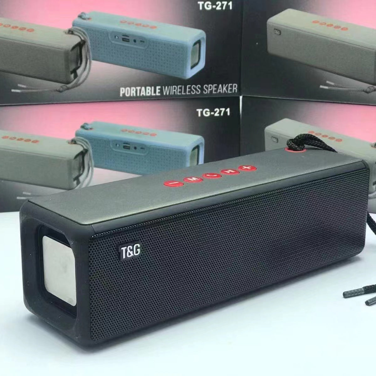 Zore TG271 İp Aksesuarlı FM Radyo Özellikli AUX USB Kart Okuyucu Portlu Bluetooth Hoparlör Speaker Siyah